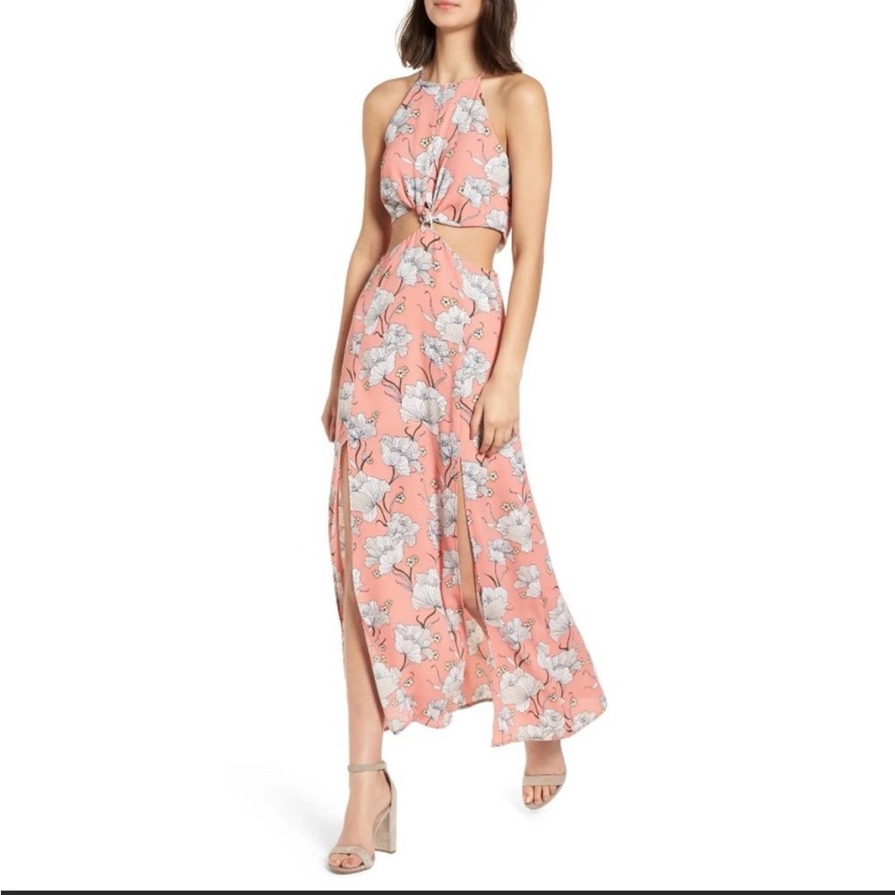 LUSH floral cutout maxi dress